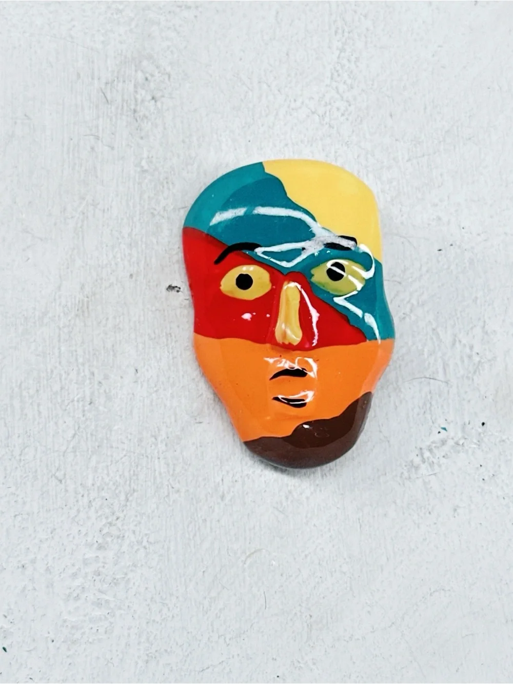 330u. Ceramic Manface Brooch Handmade